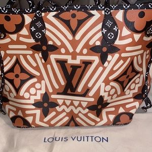 Louis Vuitton Neverfull Orange / Black / White Coated Canvas Tote